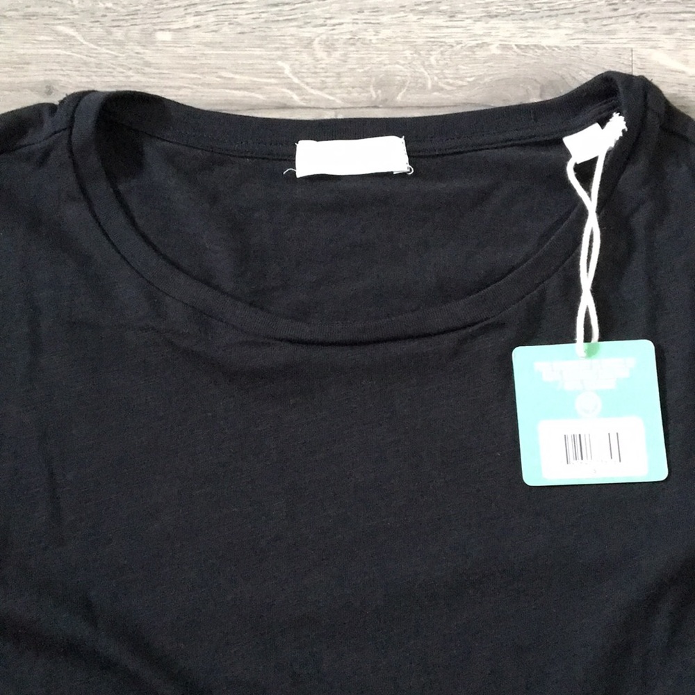 Green Envy Tie Front Tee Black - Picture 5 of 7